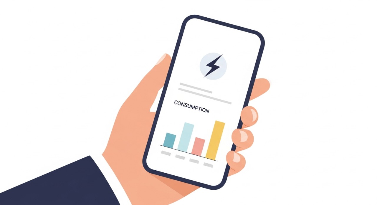 Seseorang sedang melihat butiran bil elektrik Sabah Electricity pada skrin telefon pintar.